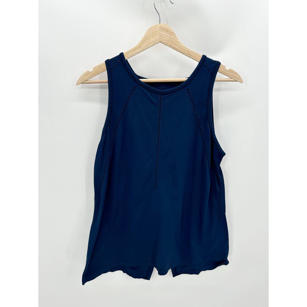 Athleta Foothill Crew Neck Split Back Blue Tank Top Women's Size Small S